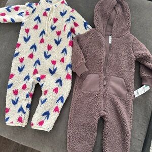 Floral and Brown Sherpa Girls 12mo One Piece Bundle